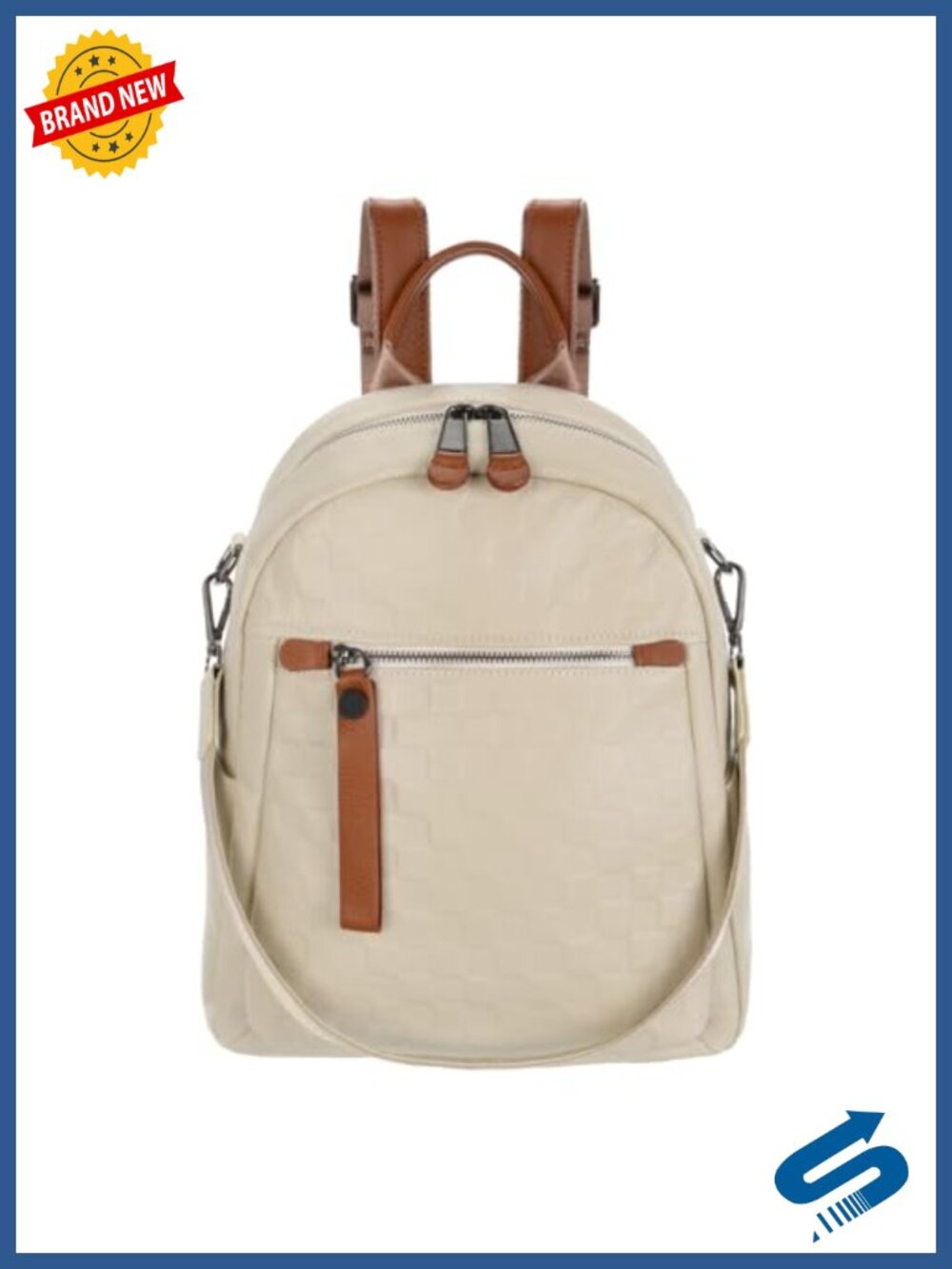 Genuine Leather Quilted Backpack Purse Convertible Daypack Travel